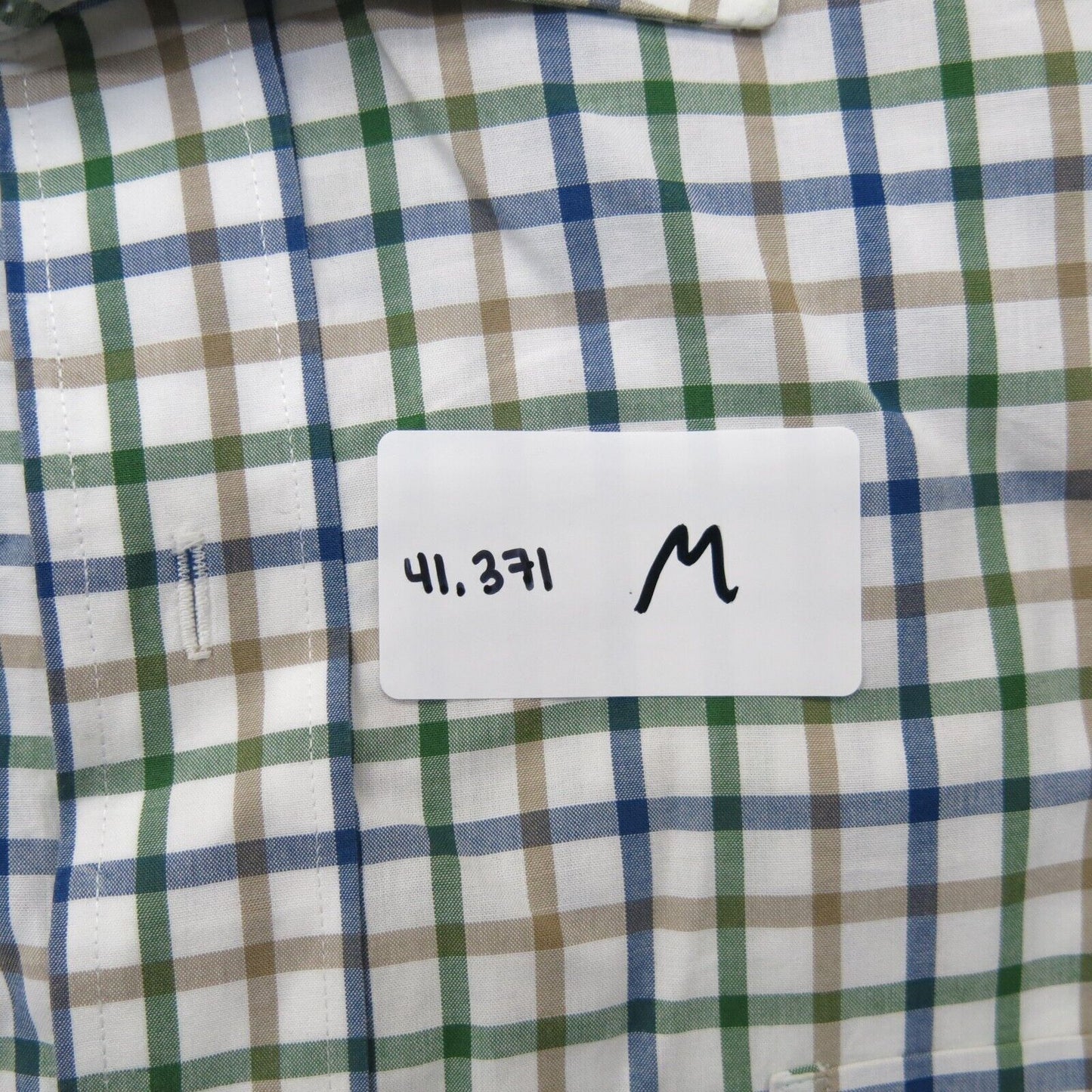 Tommy Hilfiger Men Check Button Down Shirt Regular Fit White Blue Size 17 34-35