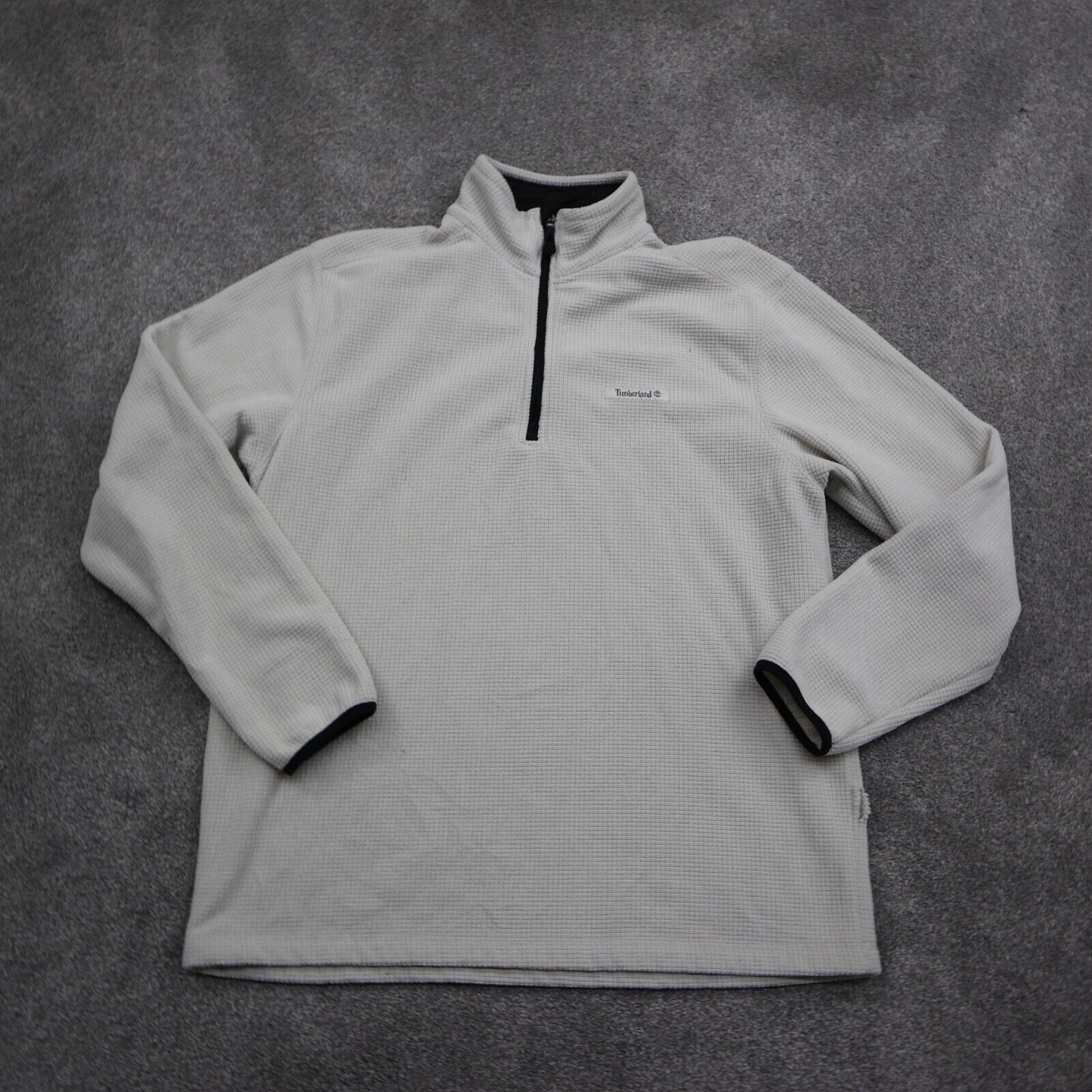 Timberland Mens 1/4 Zip Sweatshirt Pullover Long Sleeve Mock Neck White Size M