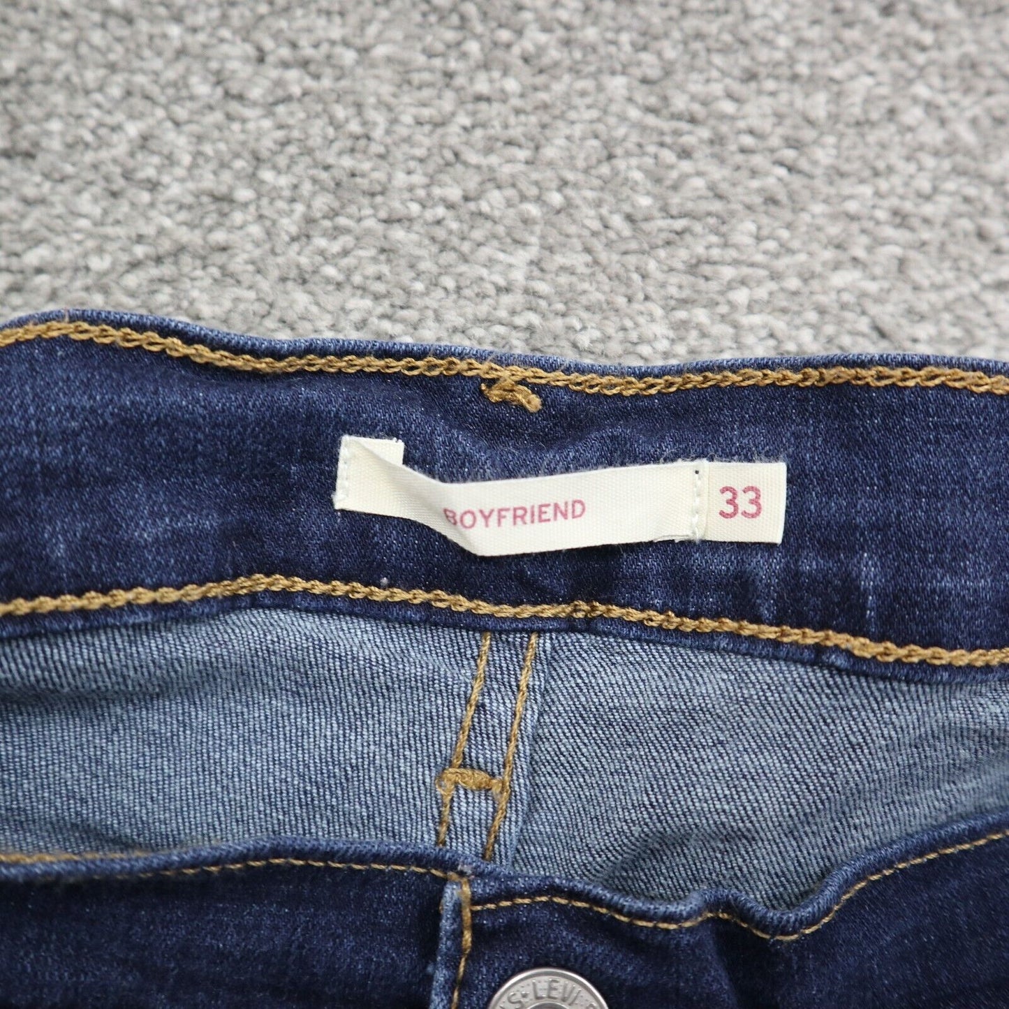 Levis Womens Tapered Leg Boyfriend Jeans Denim Stretch High Rise Blue Size 33