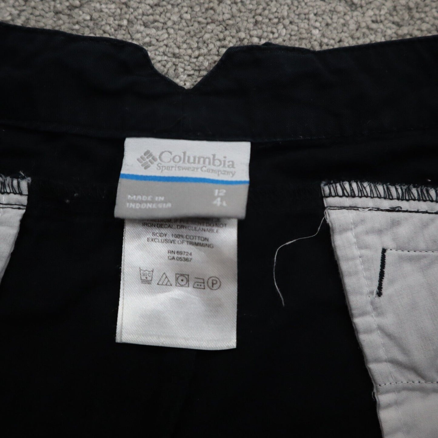 Columbia Womens Chino Shorts 100% Cotton Mid Rise Pockets Black Size W12XL4