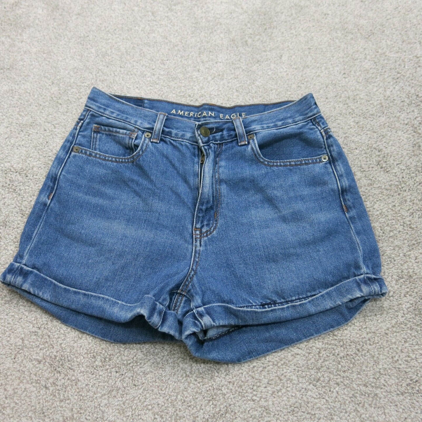 American Eagle Womens Denim Jeans Shorts Mid Rise 100% Cotton Blue Size 4