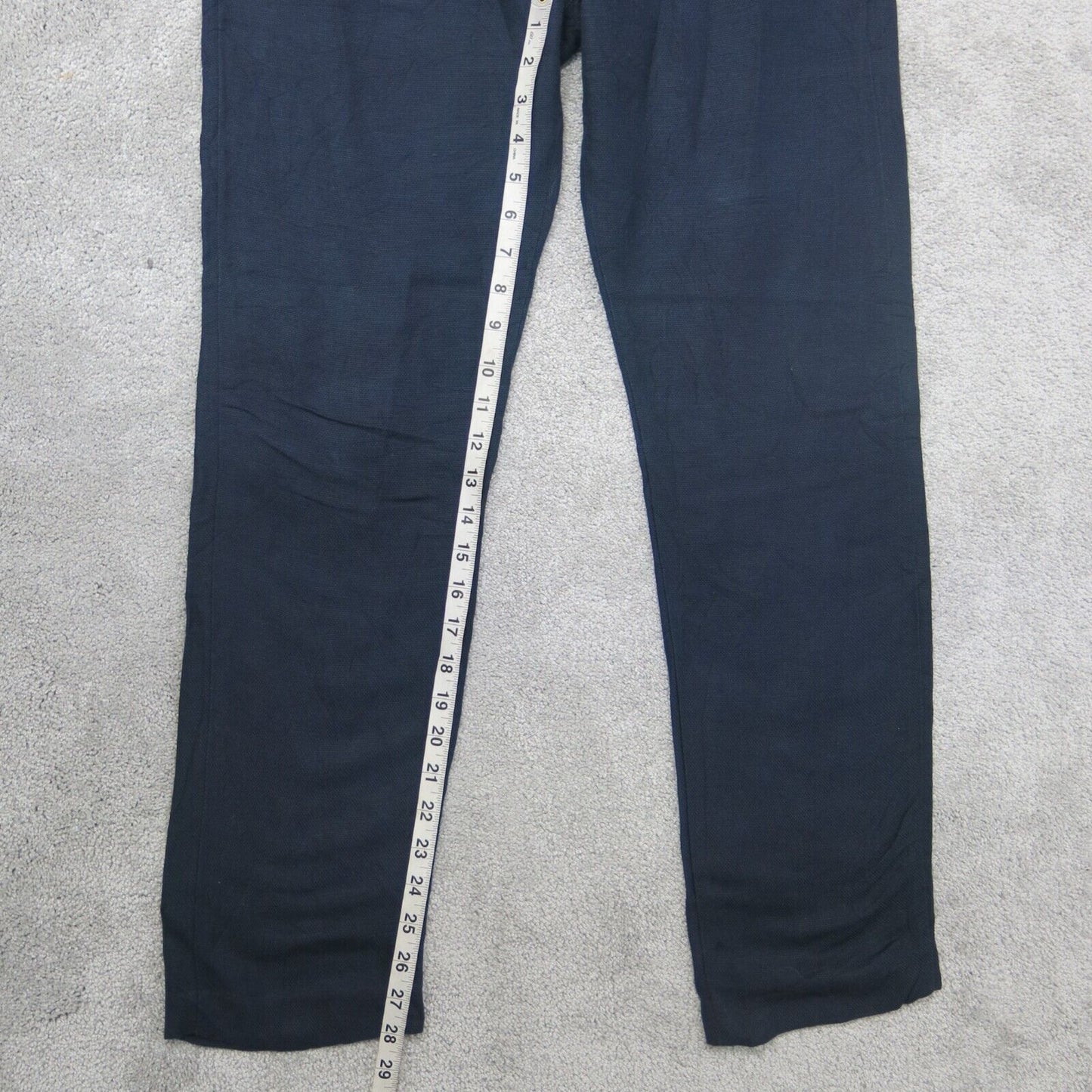 H&M Mens Casual Dress Pant Straight Leg High Rise Four Pockets Blue Size 33 Reg