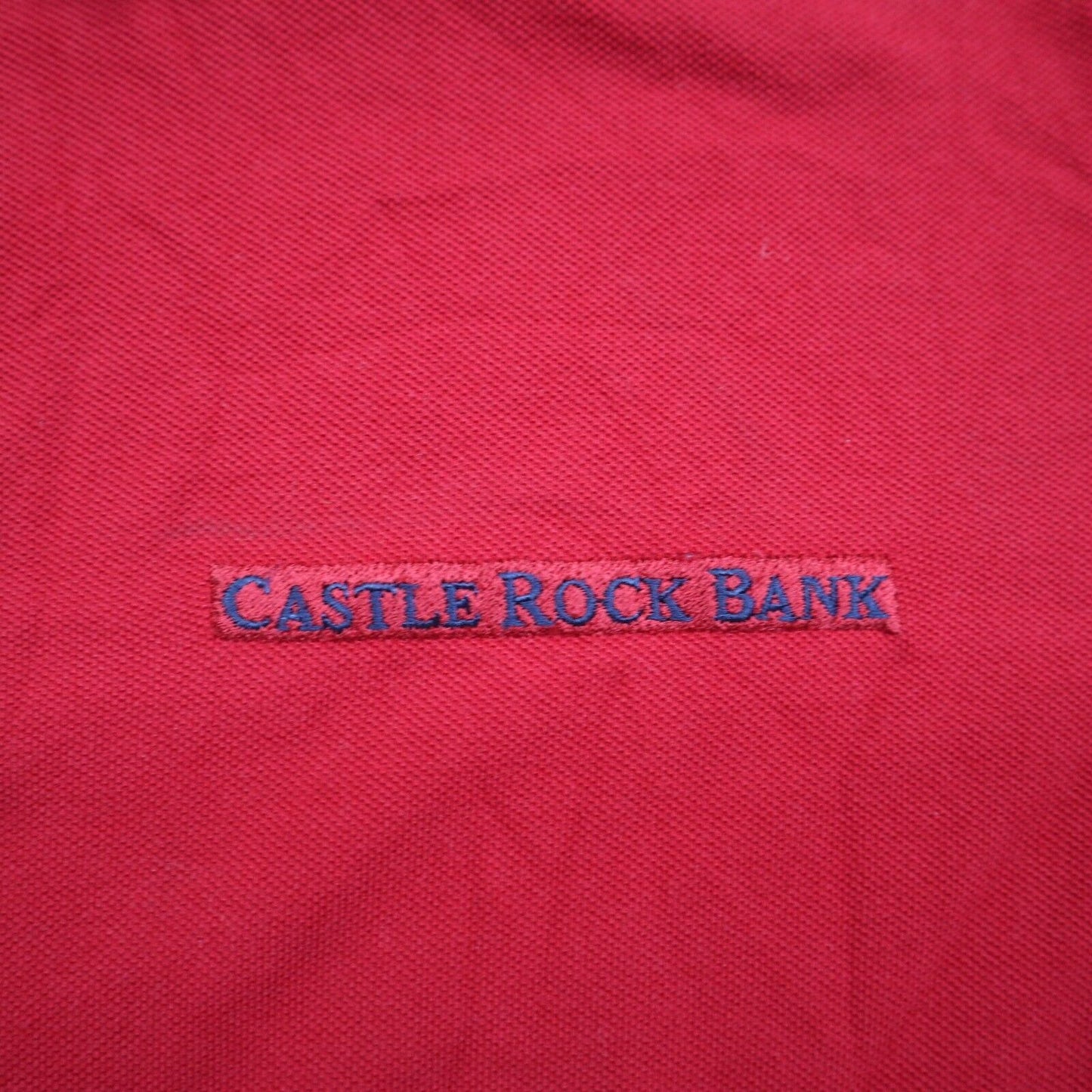 Lands End Mens Castle Rock Bank Logo Golf Polo Shirt Short Sleeves Red Size L