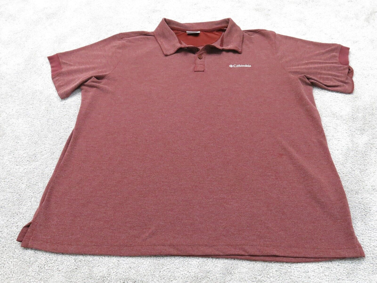 Columbia Men Golf Polo Shirt Stretch Short Sleeve Collar Button Maroon Size XL