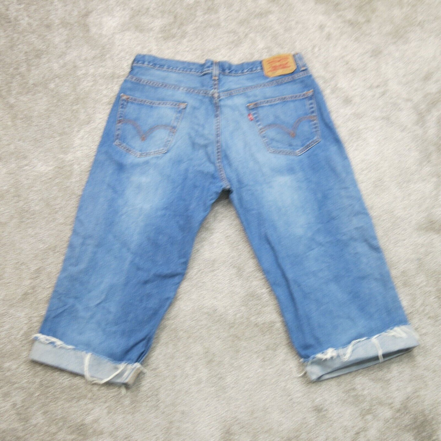 Levis 567 Men Bermuda Shorts Jeans Blue Size W36 High Rise 100% Cotton Low Loose