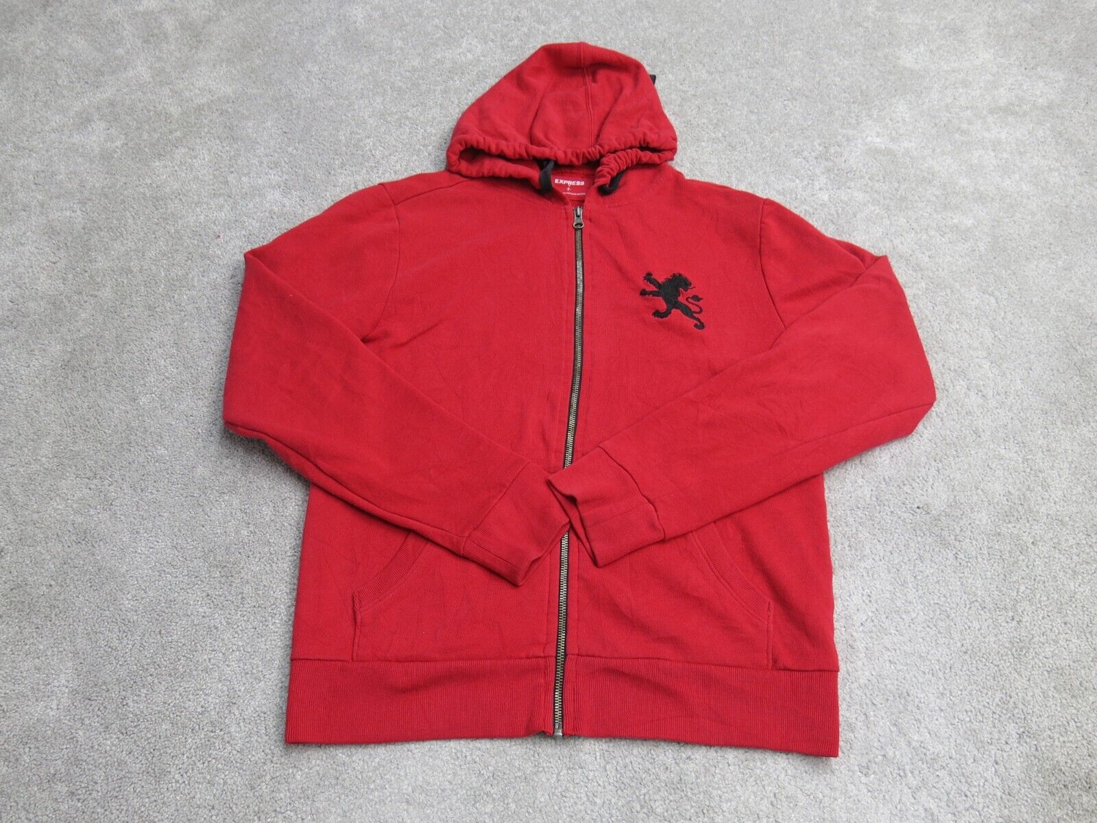 Express Mens Hoodie Full Zip Up Long Sleeve Pockets Logo Red Size Smal Goodfair