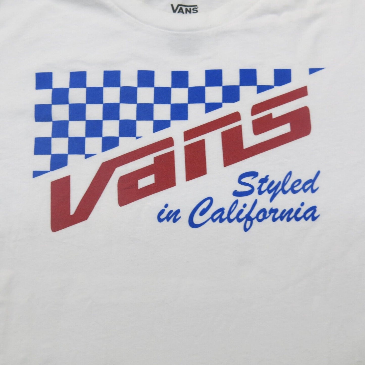 Vans Mens T Shirt Crew Neck 100% Cotton Long Sleeve Logo White Size Small
