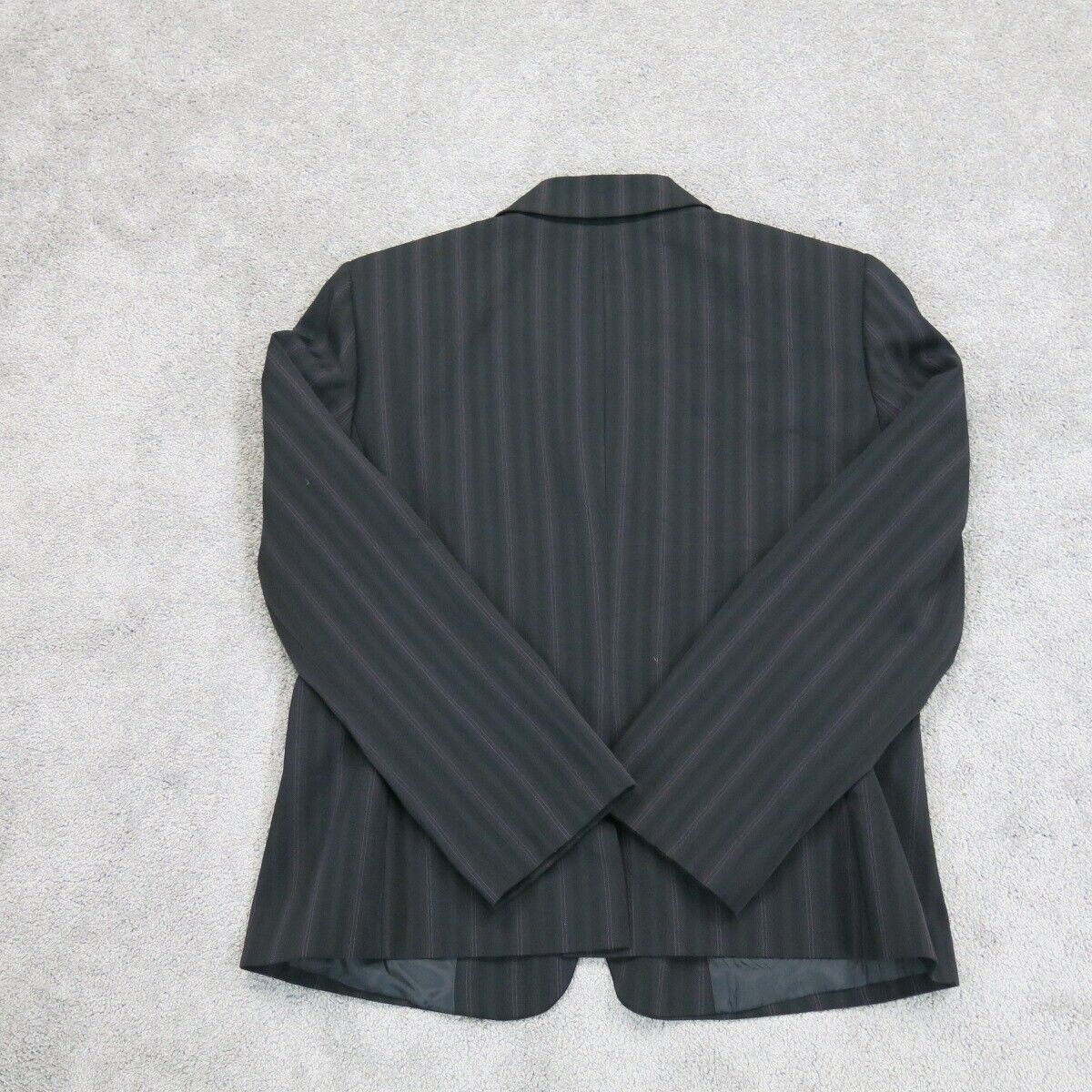 Tahari Women Striped Blazer Coat Front Button Long Sleeve Pockets Black Gray 169