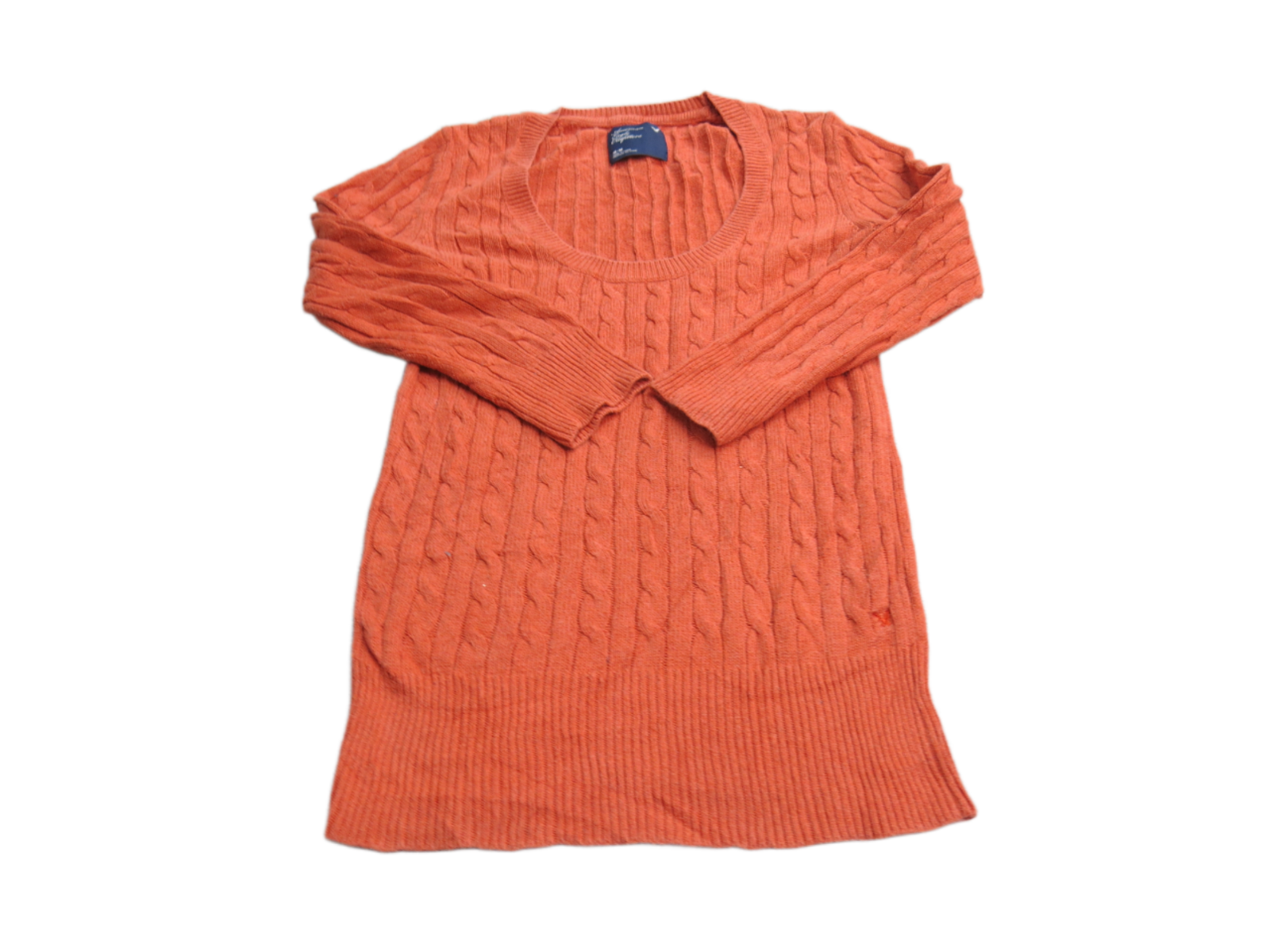 American Eagle Women Pullover Sweater Round Neck Long Sleeves Orange S Goodfair