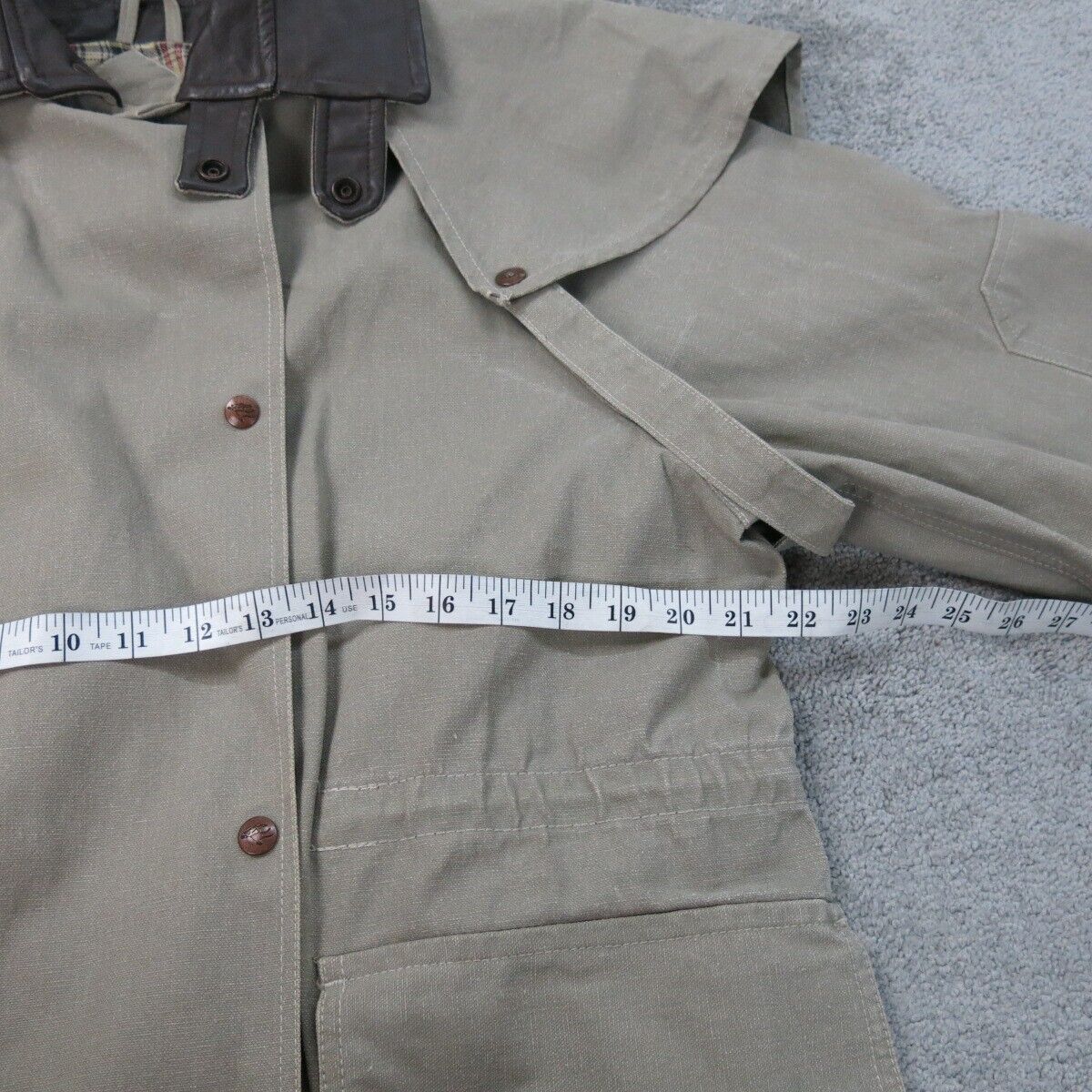Vintage Mens Long Overcoat Single Breasted Long Sleeves Cotton Beige Size SM