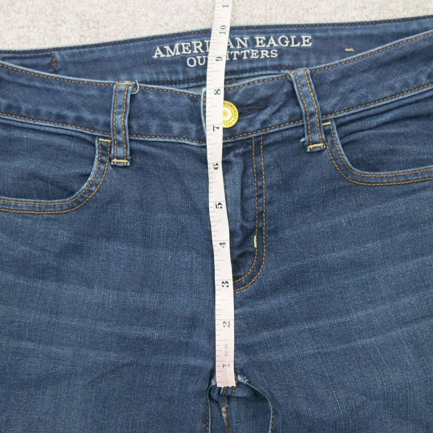 American Eagle Womens Skinny Leg Denim Jegging Jeans Low Rise Blue Size 4