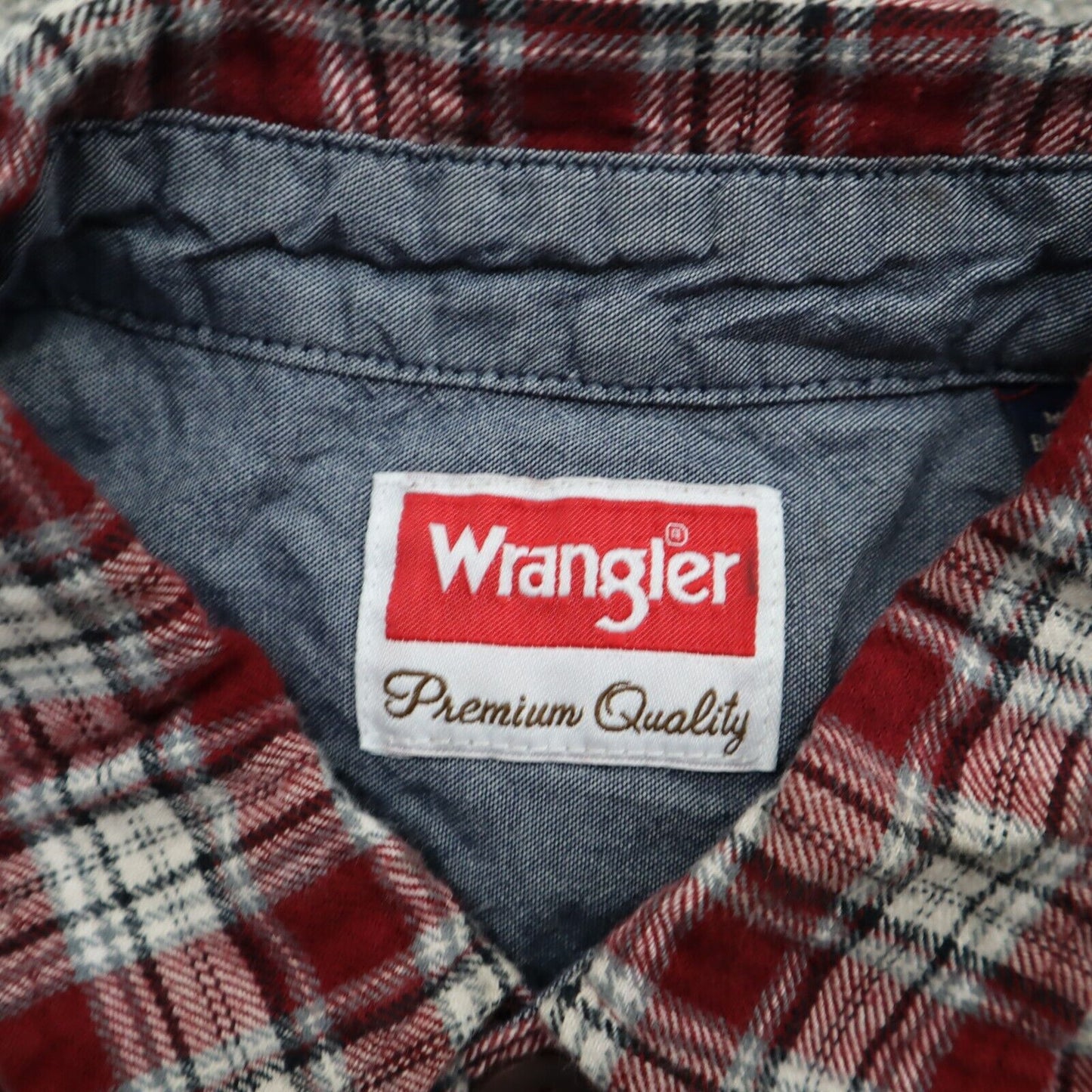 Wrangler Men Button Up Plaid Shirt 100%Cotton Long Sleeve Red White Size Large