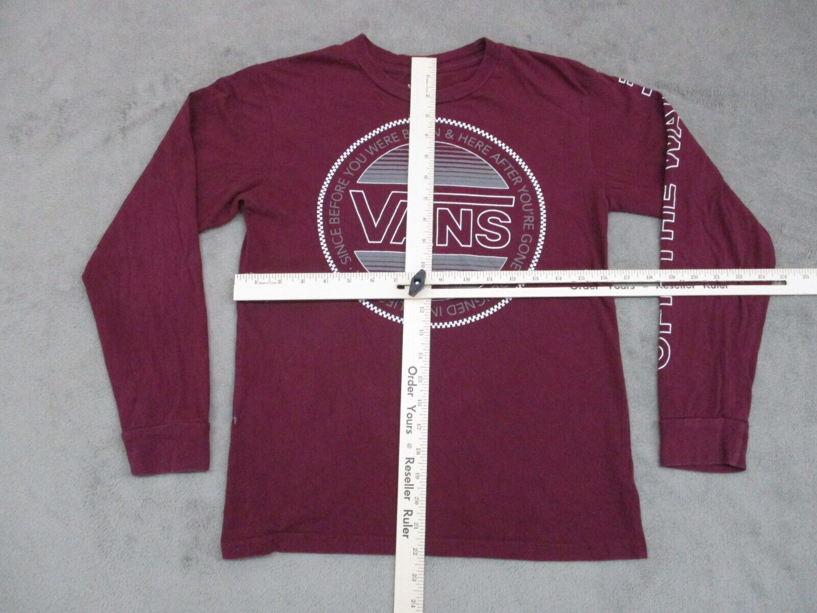 vans burgundy long sleeve t shirt