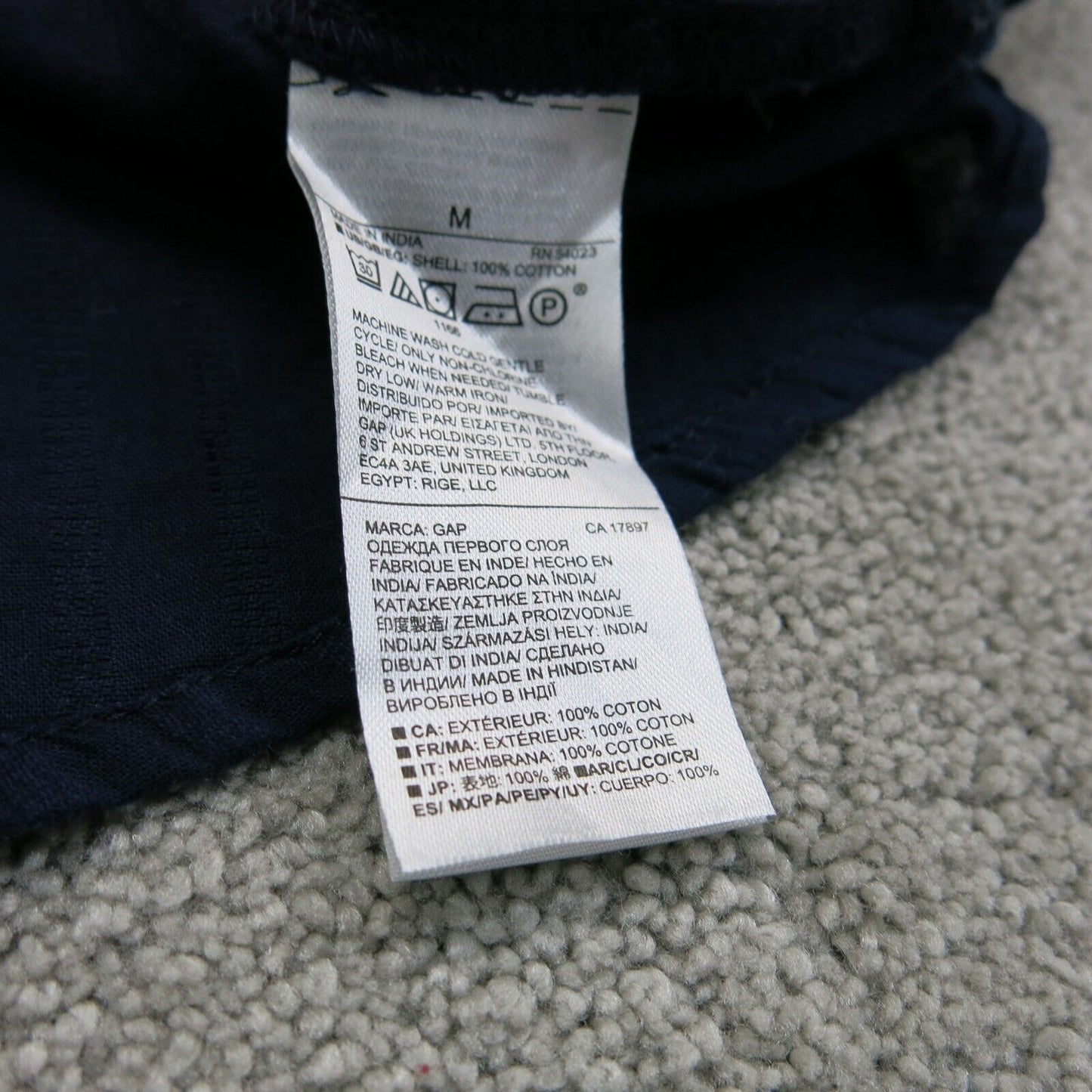 Gap Womens Striped Blouse Top 100% Cotton Cap Sleeve V Neck Navy Blue Sz Medium