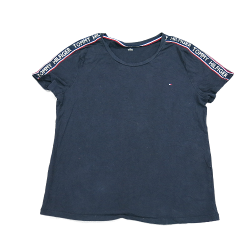 Tommy Hilfiger Women T Shirt Top Crew Neck Short Sleeves Cotton Dark Blue Size L