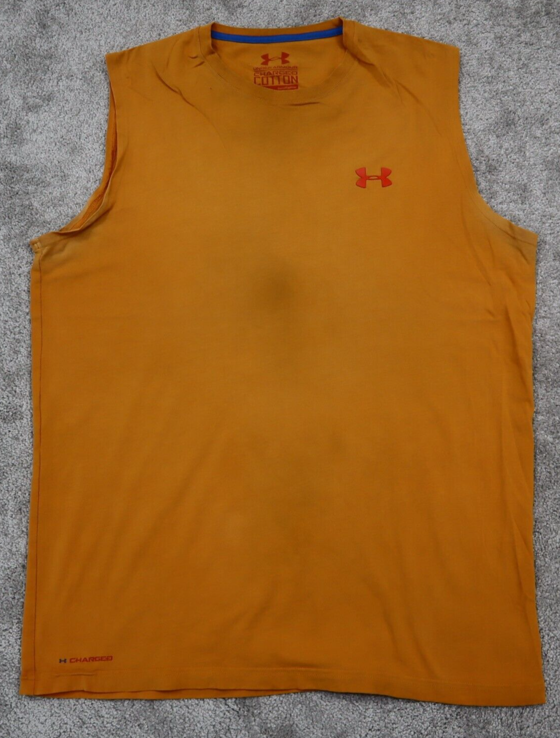 Under Armour Sports Basketball Shirt Men s Medium Brown Sleeveless Logo Shirt
