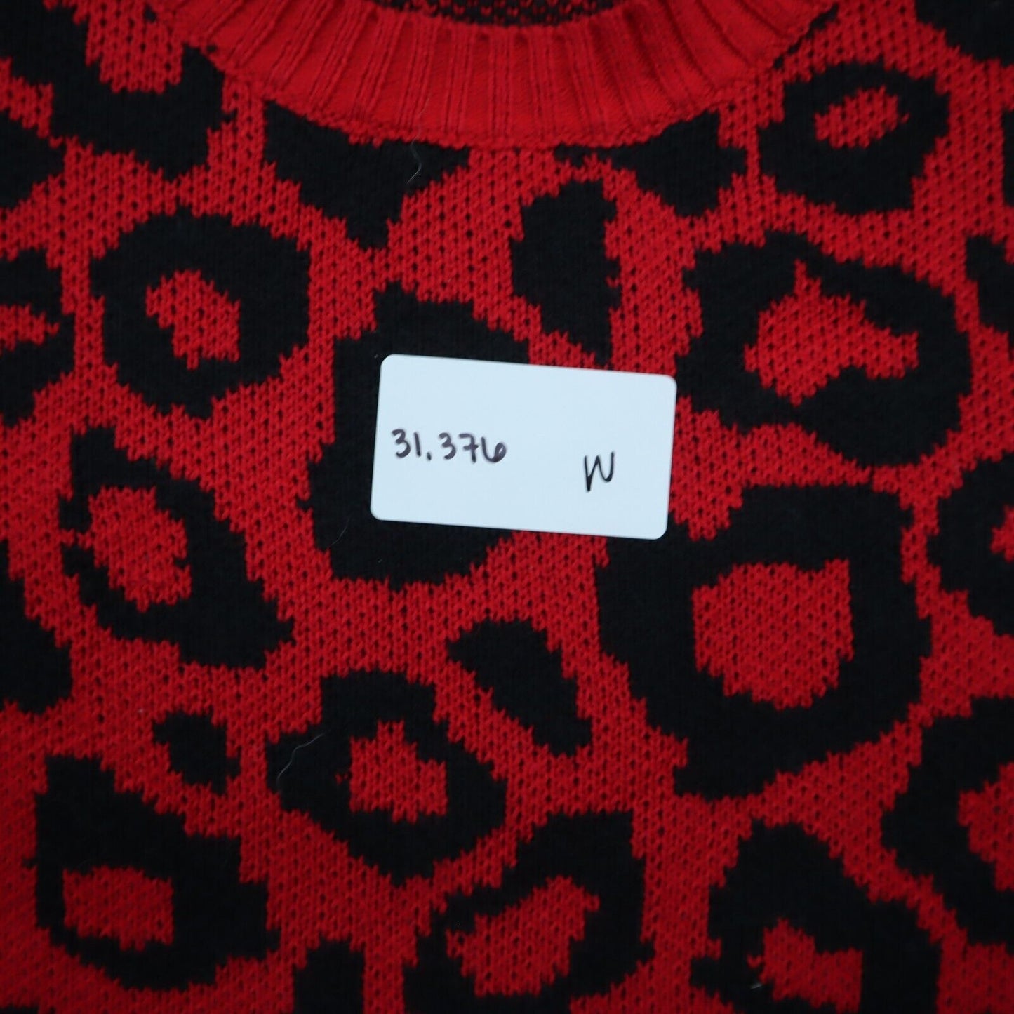 BCBGMAXAZRIA Womens Knitted Sweater Long Sleeves Leopard Red Black Size X Small