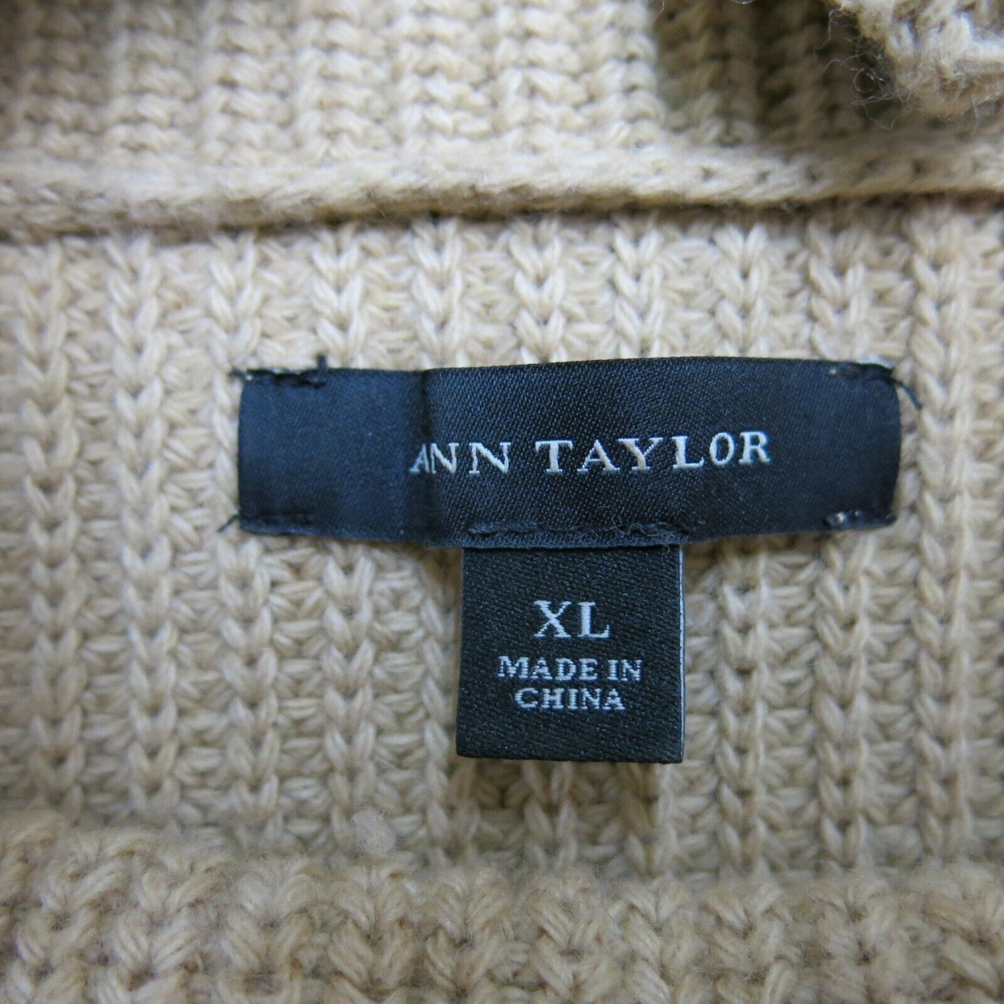 Ann Taylor Womens Pullover Sweater Long Sleeves Turtle Neck Tan/Beige Size XL
