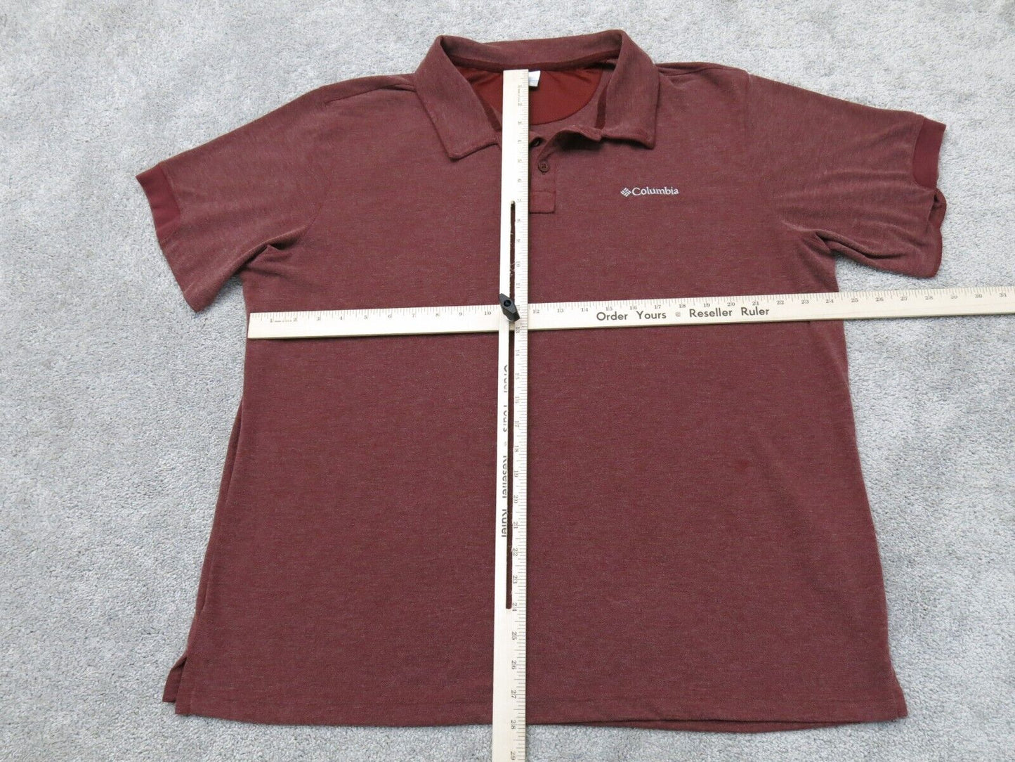 Columbia Men Golf Polo Shirt Stretch Short Sleeve Collar Button Maroon Size XL