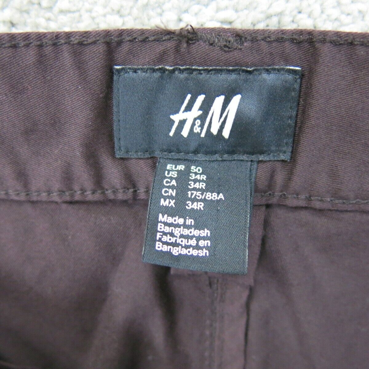 H&M Women Chino Pants Straight Leg Stretch High Rise Pockets Brown Size 34 Reg