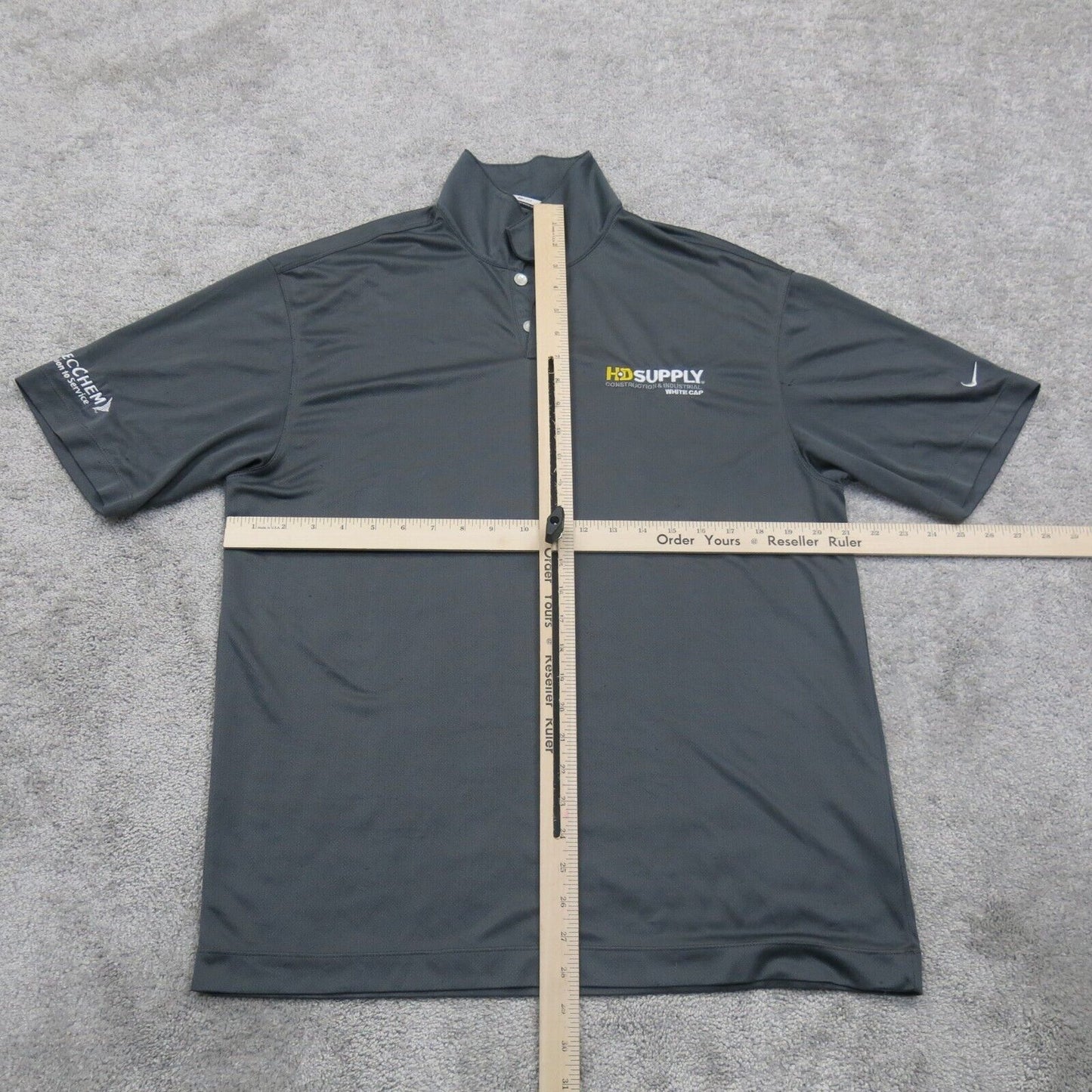 Nike Mens Golf Polo Shirt Dri Fit Short Sleeves Button Dark Gray Size Large