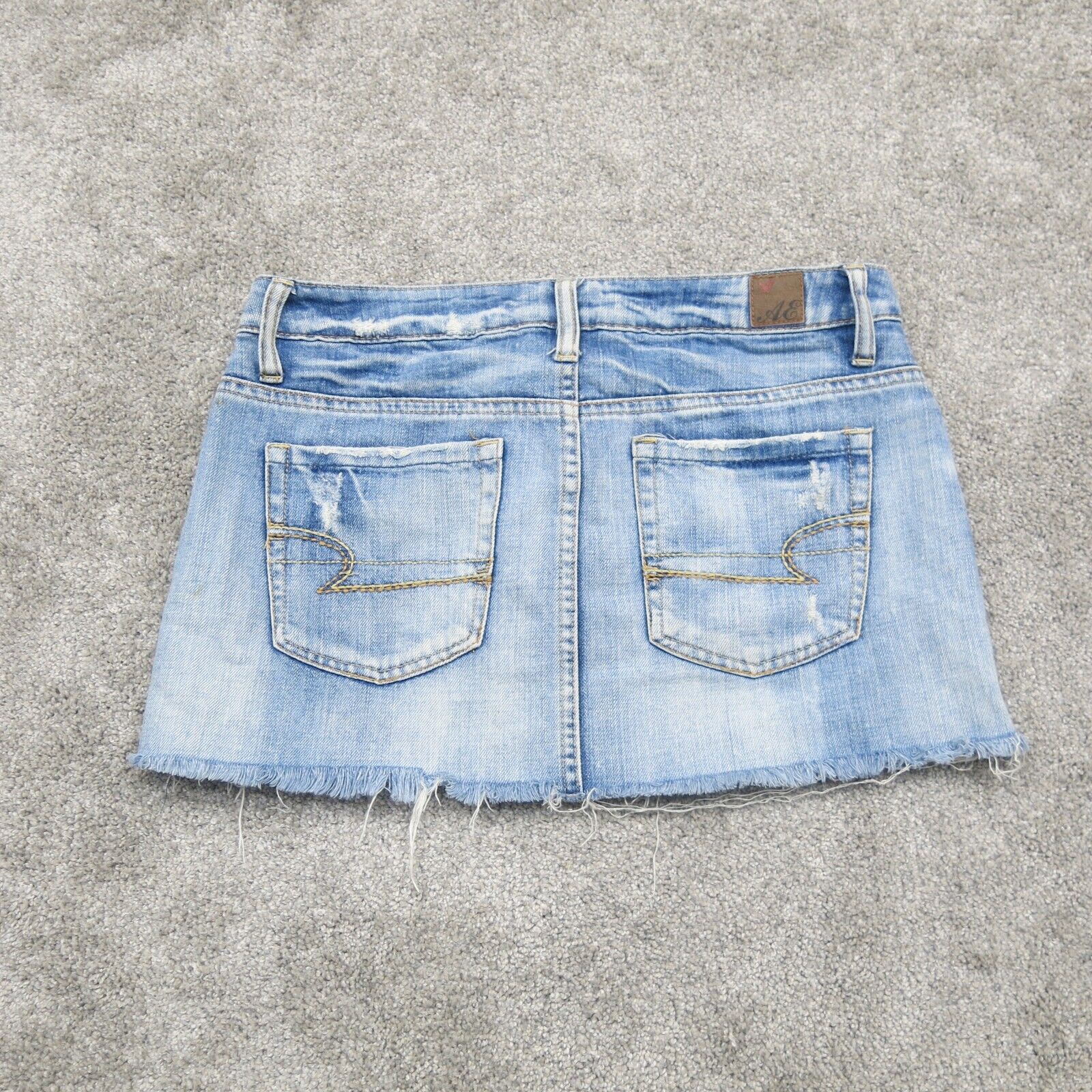 American Eagle Womens Denim Jeans Mini Skirts Distressed Light Wash Bl Goodfair