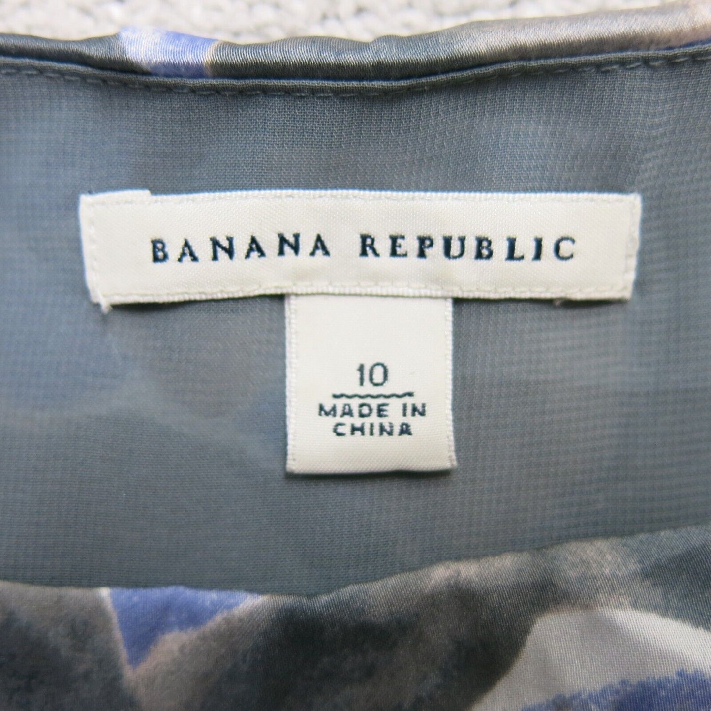 Banana Republic Women Blouse Top Boat Neck Sleeveless Floral Blue Gray Size 10