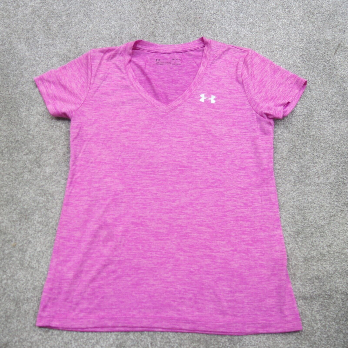 Under Armour Tee Mens Heather Purple Size Small Heatgear Loose Short S ...