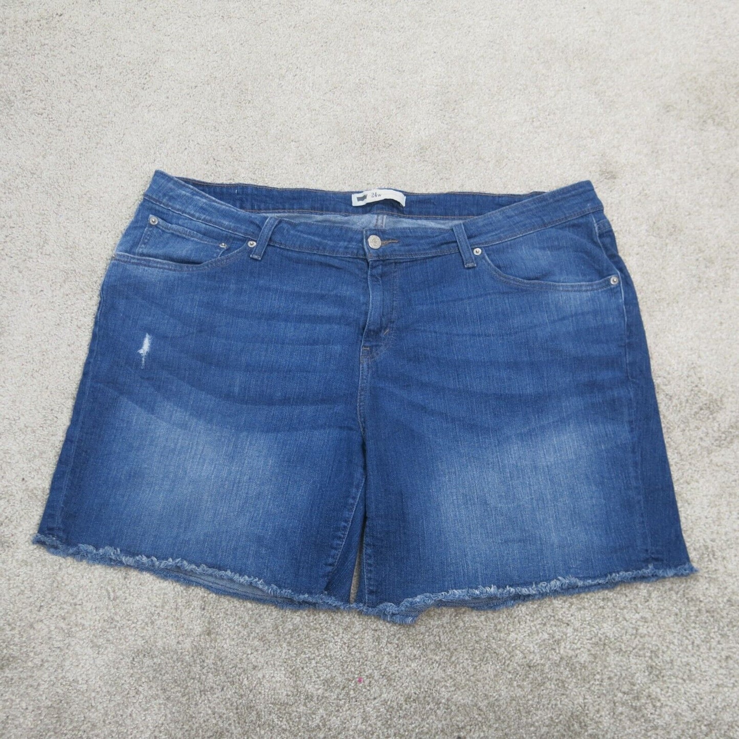Levis Womens Cut Off Jeans Shorts High Rise Flat Front Pull On Blue Size W24