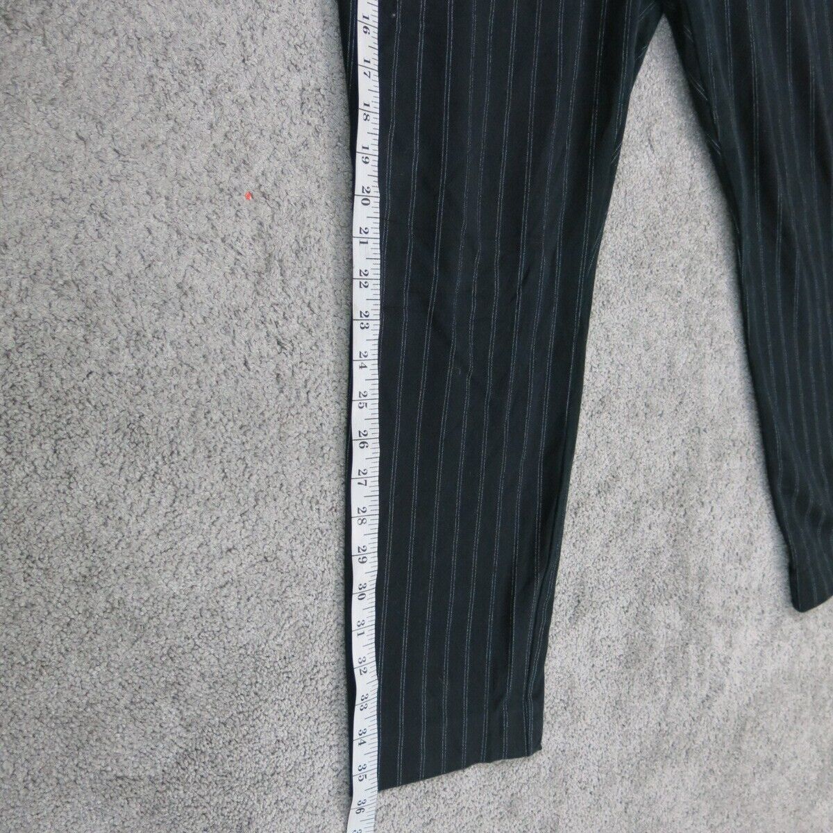 Vintage Women Striped Ankle Skinny Dress Pant 100% Cotton Mid Rise Black Size 16