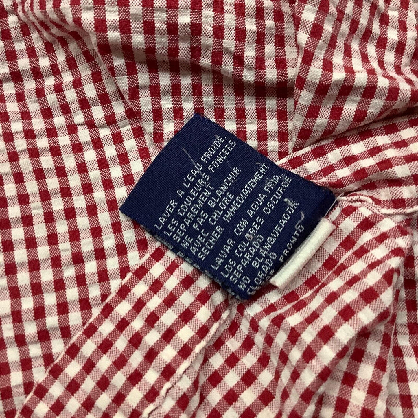 Tommy Hilfiger Button Down Shirt Mens SZ M Red White Gingham Checked Cotton Logo