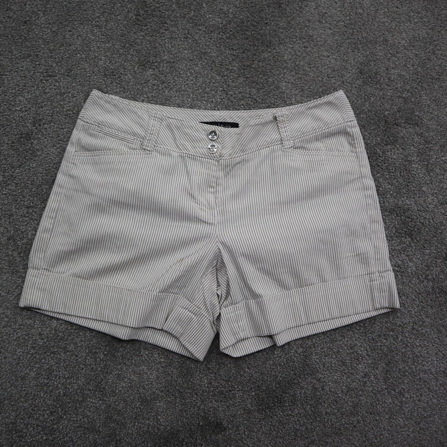 White House Black Market Womens Stripe Casual Shorts Stretch White Brown Sz W30