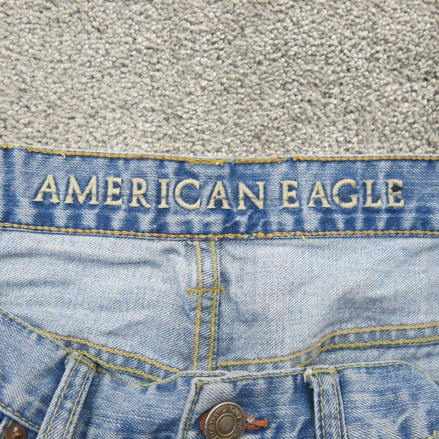 AMERICN EAGLE Womens Bootcut Jeans Distress Straight Leg Mid Rise Blue SZ  32/32