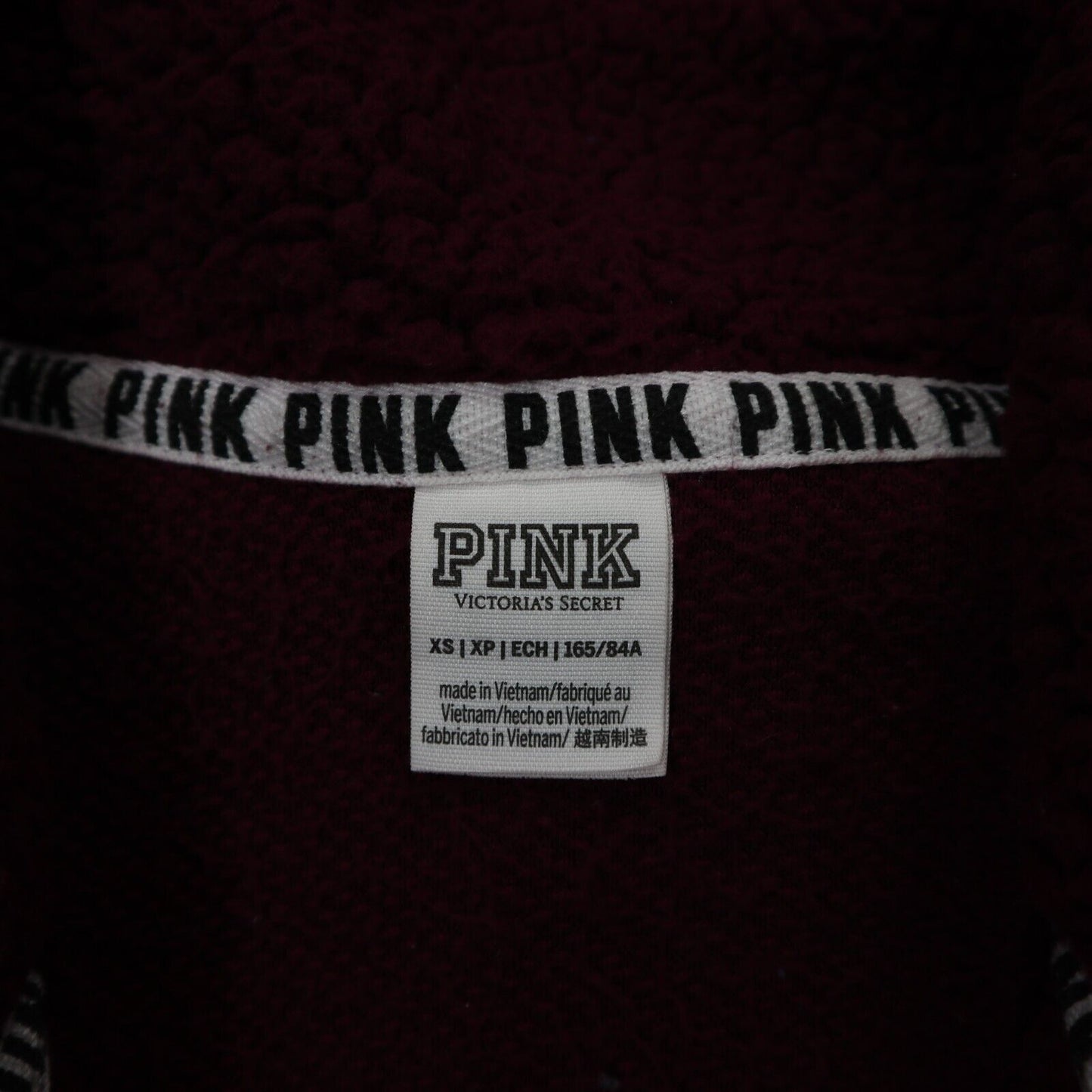Pink Victoria Secret Womens Quarter Zip Up Sweatshirt Long Sleeve Maroon Size XS