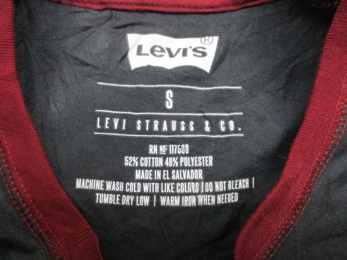 Levi Strauss & Co. T Shirt Men Size S Black Solid Short Sleeve Casual Shirt Logo
