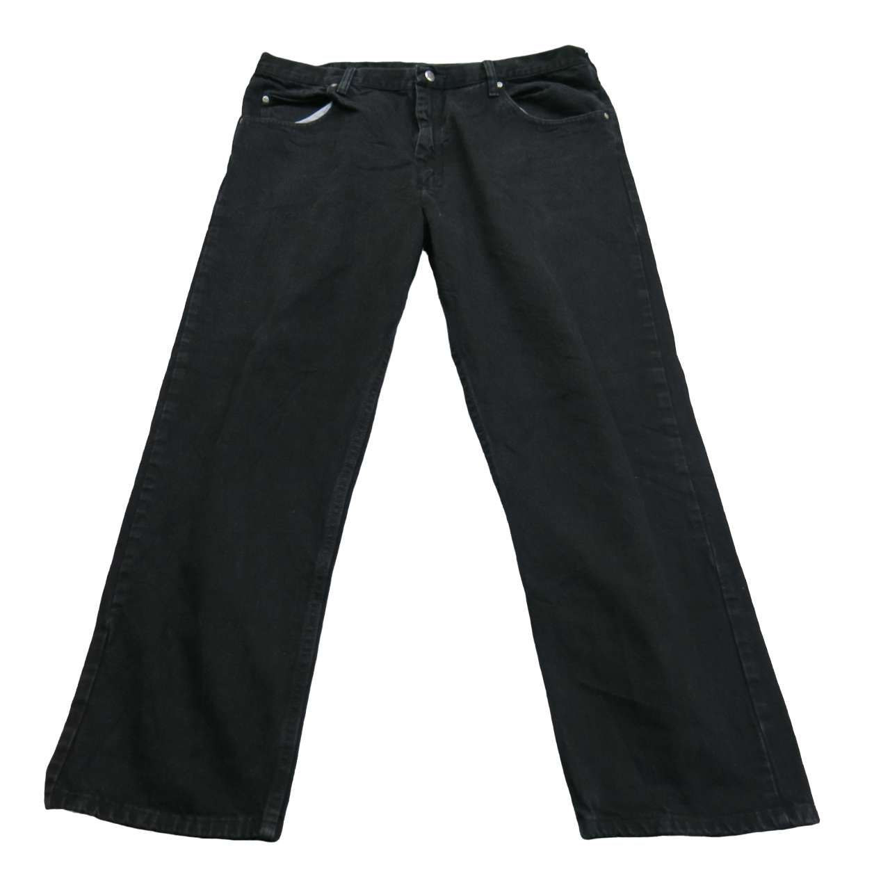 Wrangler Men Regular Fit Wide Leg Jeans High Rise 100% Cotton Black Size W40XL30