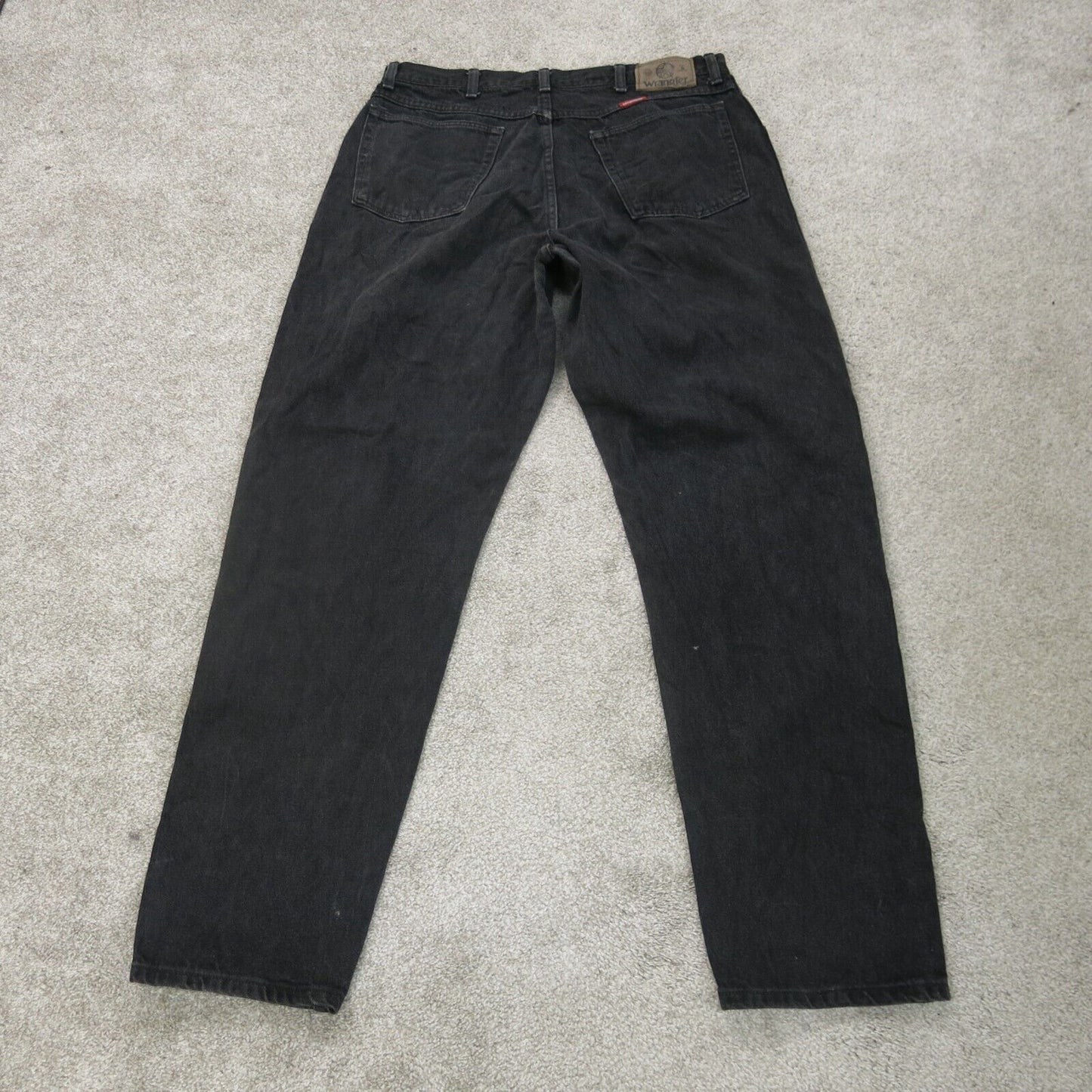 Wrangler Jeans Men W36XL34 Black Denim Stretch Straight Leg 100% Cotton Workwear