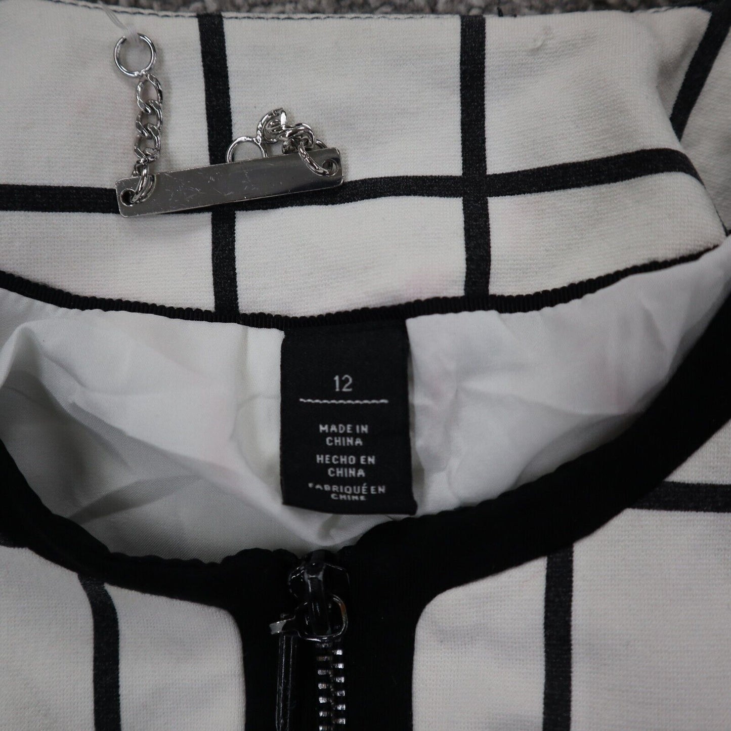 White House Black Market Womens Scrub Jacket Full Zip Long Sleeve White Black 12