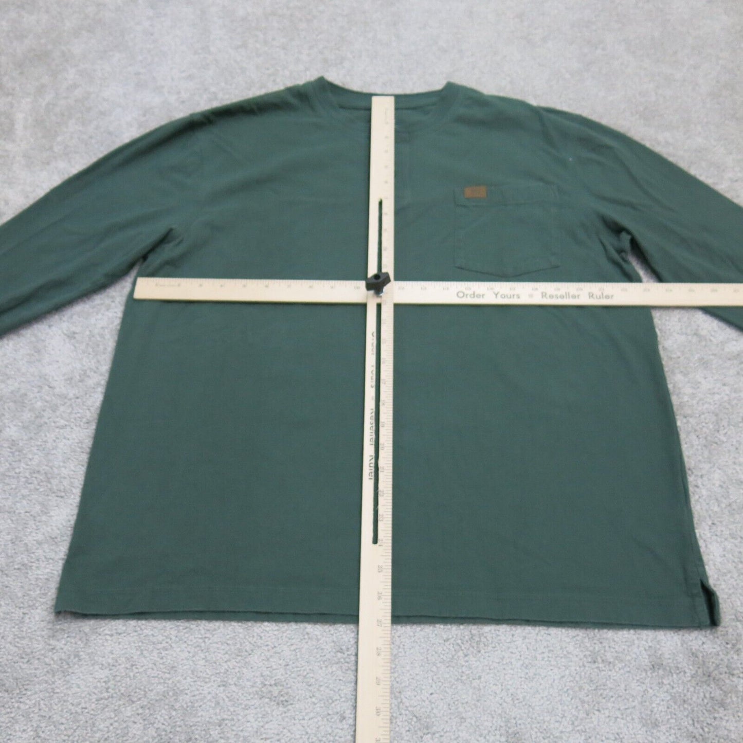 Wrangler Mens Henley Sweatshirt Long Sleeves Chest Pocket Green Size Large