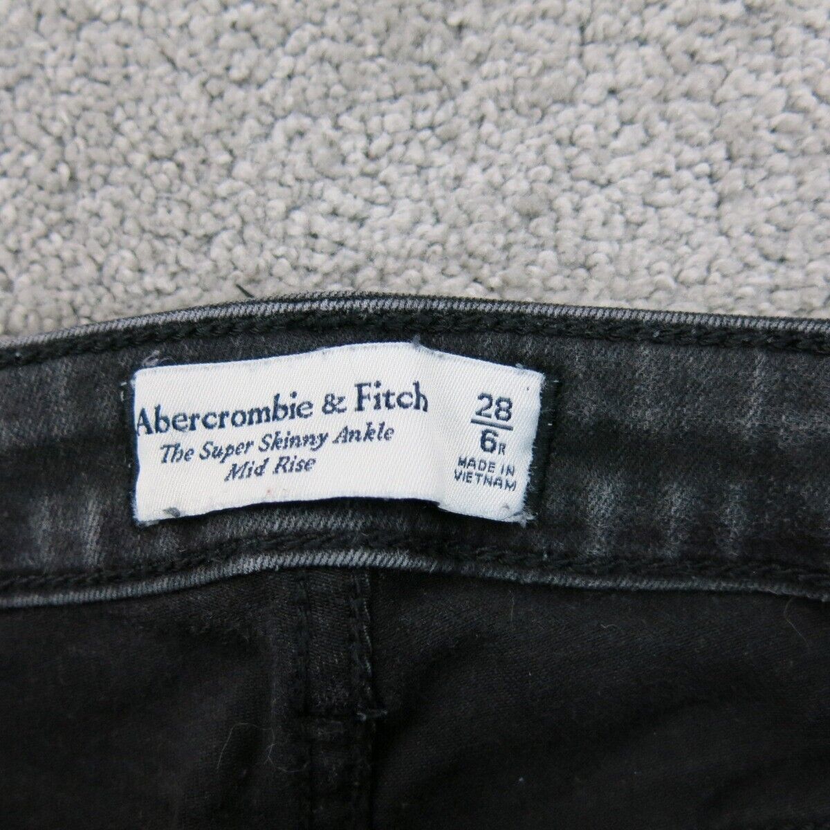 Abercrombie & Fitch Women The Super Skinny Ankle Jeans Distressed Black SZ 28/6R