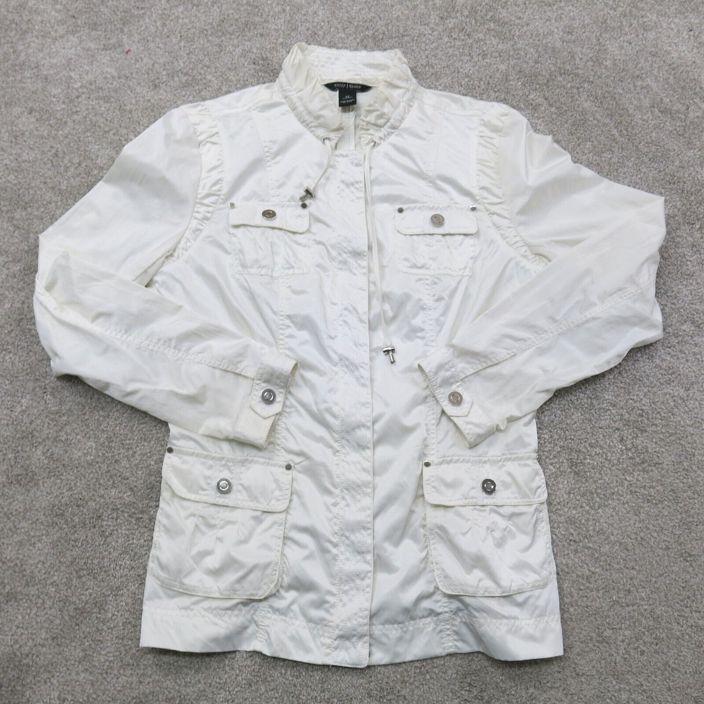 White House Black Market Men Windbreaker Jacket Full Zip Long Sleeve White SZ 12