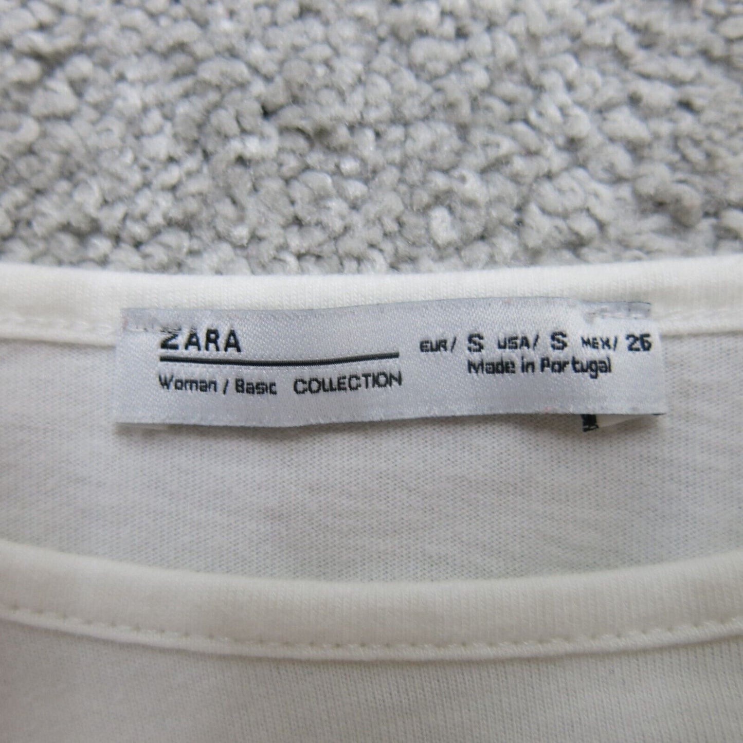Zara Basic Womens Ruffle Blouse Top Long Sleeves Crew Neck White Size Small
