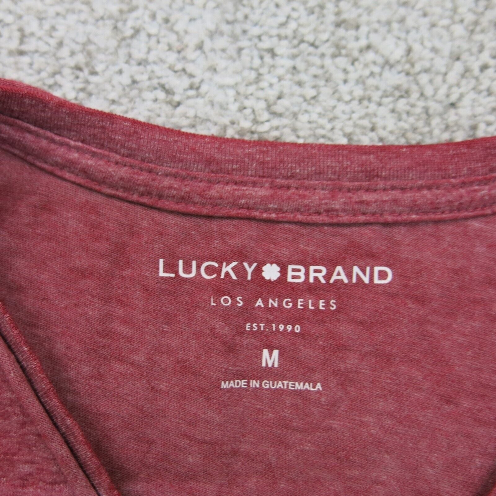 Lucky Brand Mens V Neck T Shirt Short Sleeves Logo Heather Red Size Me –  Goodfair