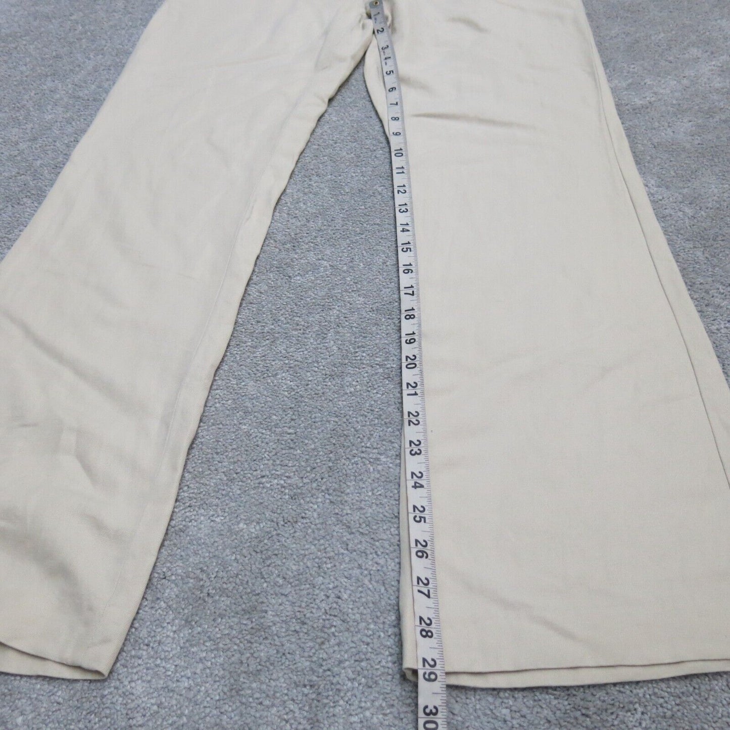 H&M Mens Dress Pant Wide Leg Low Rise Stretch Pockets Cream/Ivory Size US 8