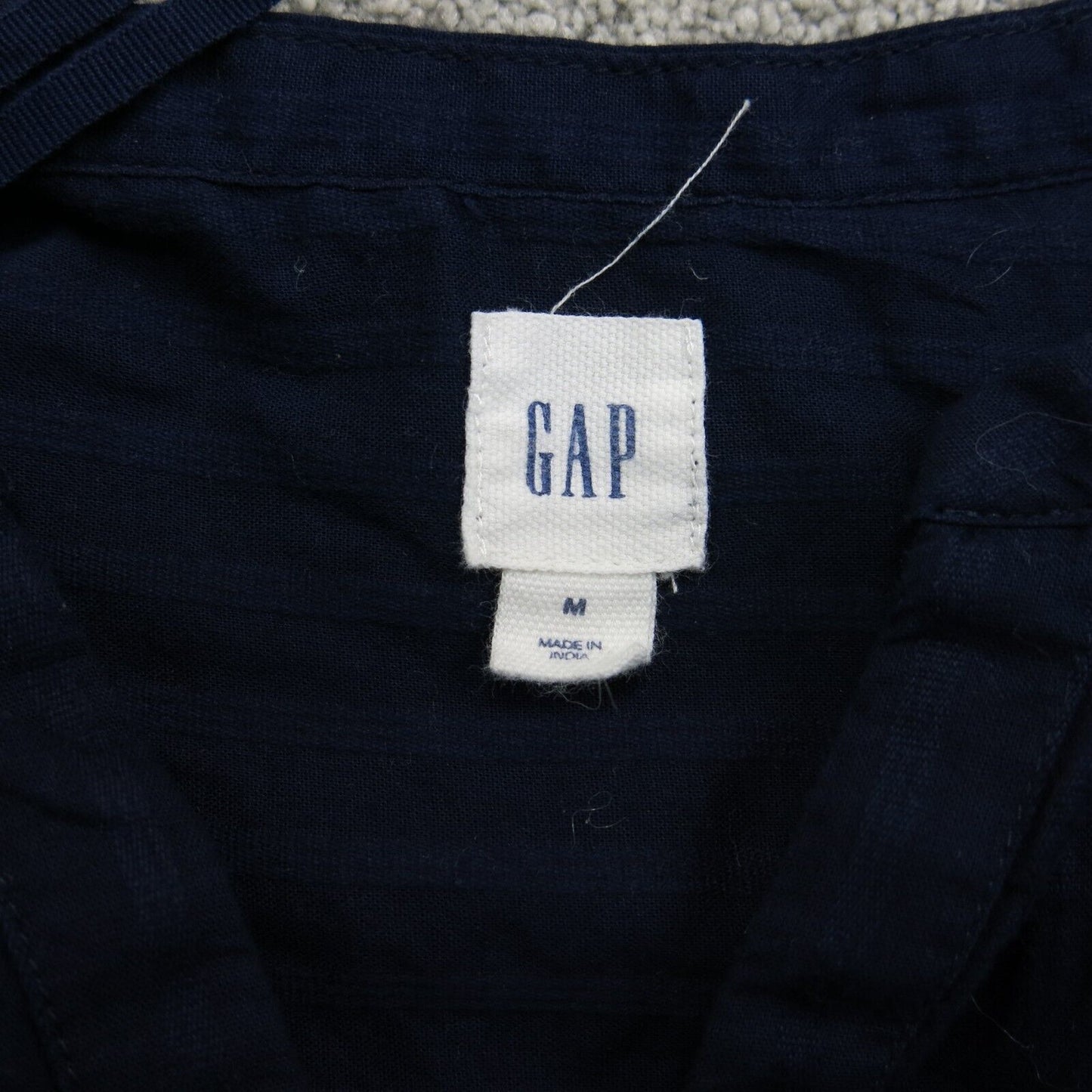 Gap Womens Striped Blouse Top 100% Cotton Cap Sleeve V Neck Navy Blue Sz Medium