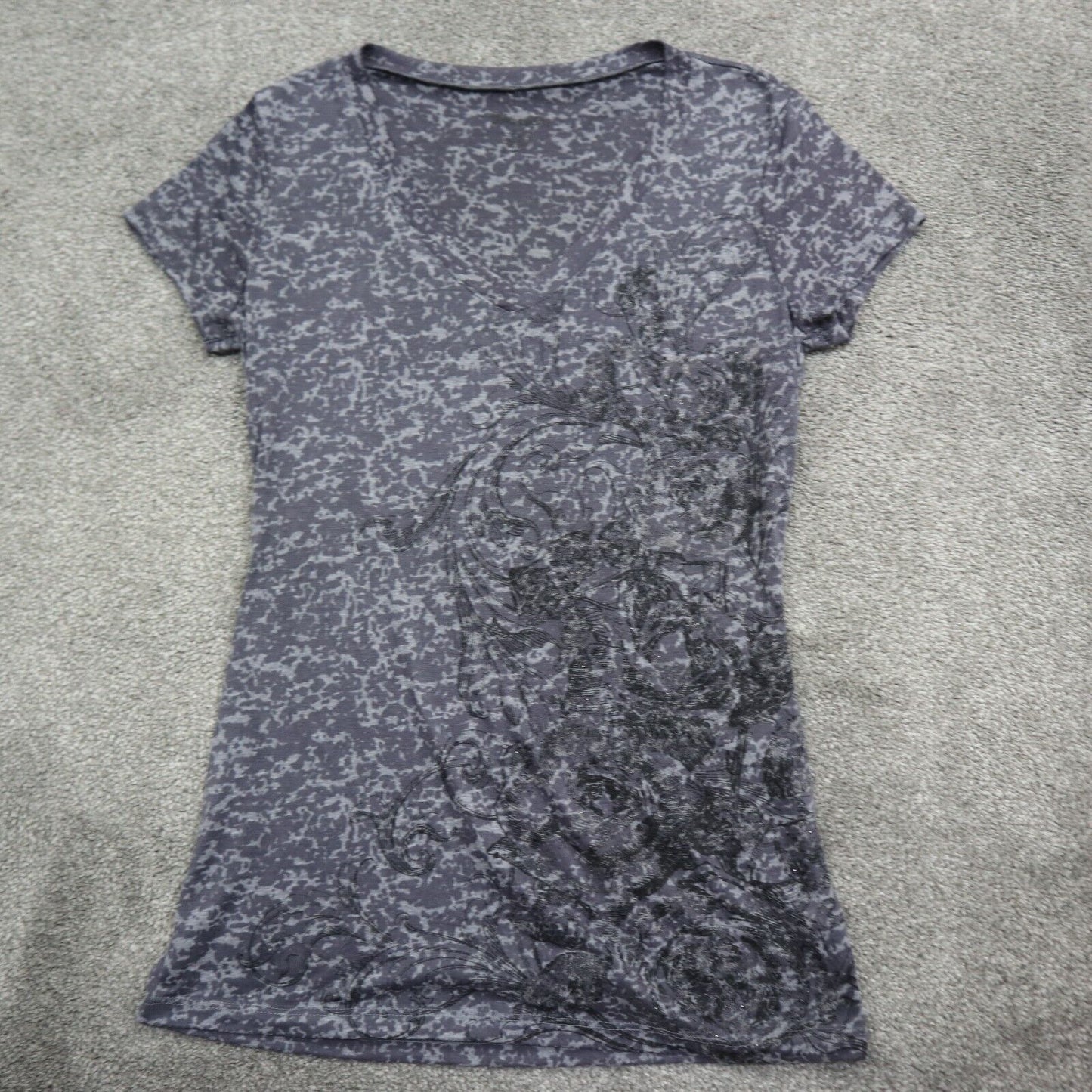 Wrangler Womens V Neck T Shirt Top Fitted Short Sleeve Blue Gray Size Small