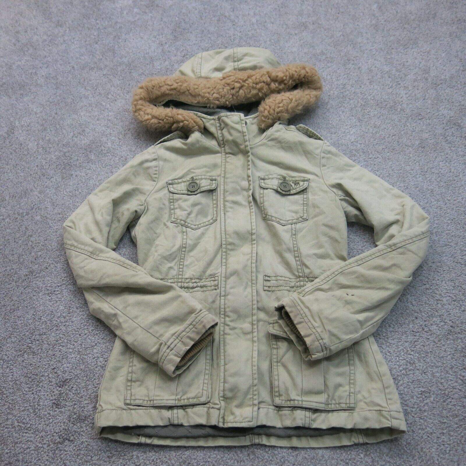 Vintage 80s women’s Abercrombie & fitch button 2024 down parka jacket size S