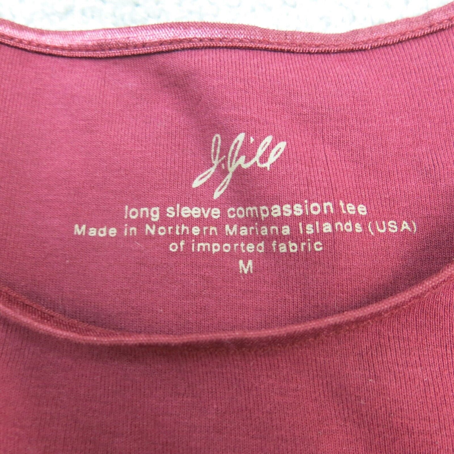 J Jill Shirt Womens Medium Red Crew Neck Long Sleeve Shirt Top Casual Outdoor
