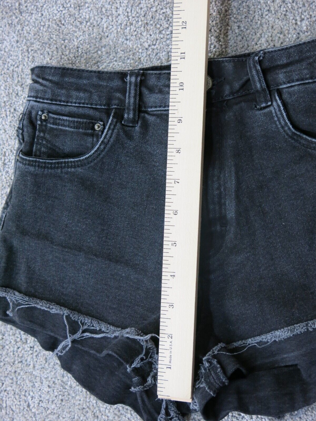 Zara Womens Trafaluc Denimwear Cut Off Jeans Shorts Mid Rise Black Size US 4