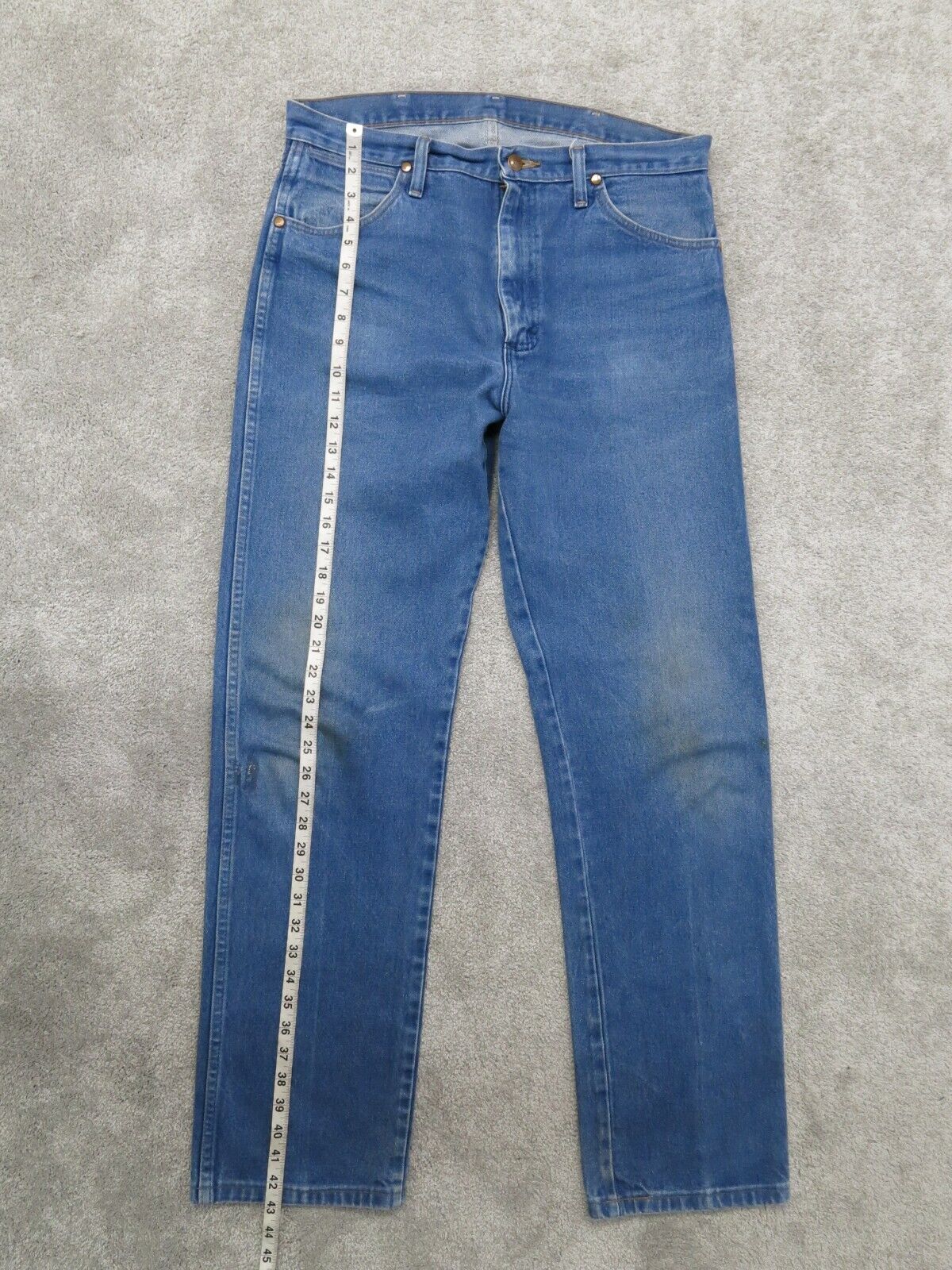 Wrangler Mens Straight Leg Jeans Denim Stretch Pockets Blue Size W34/L34